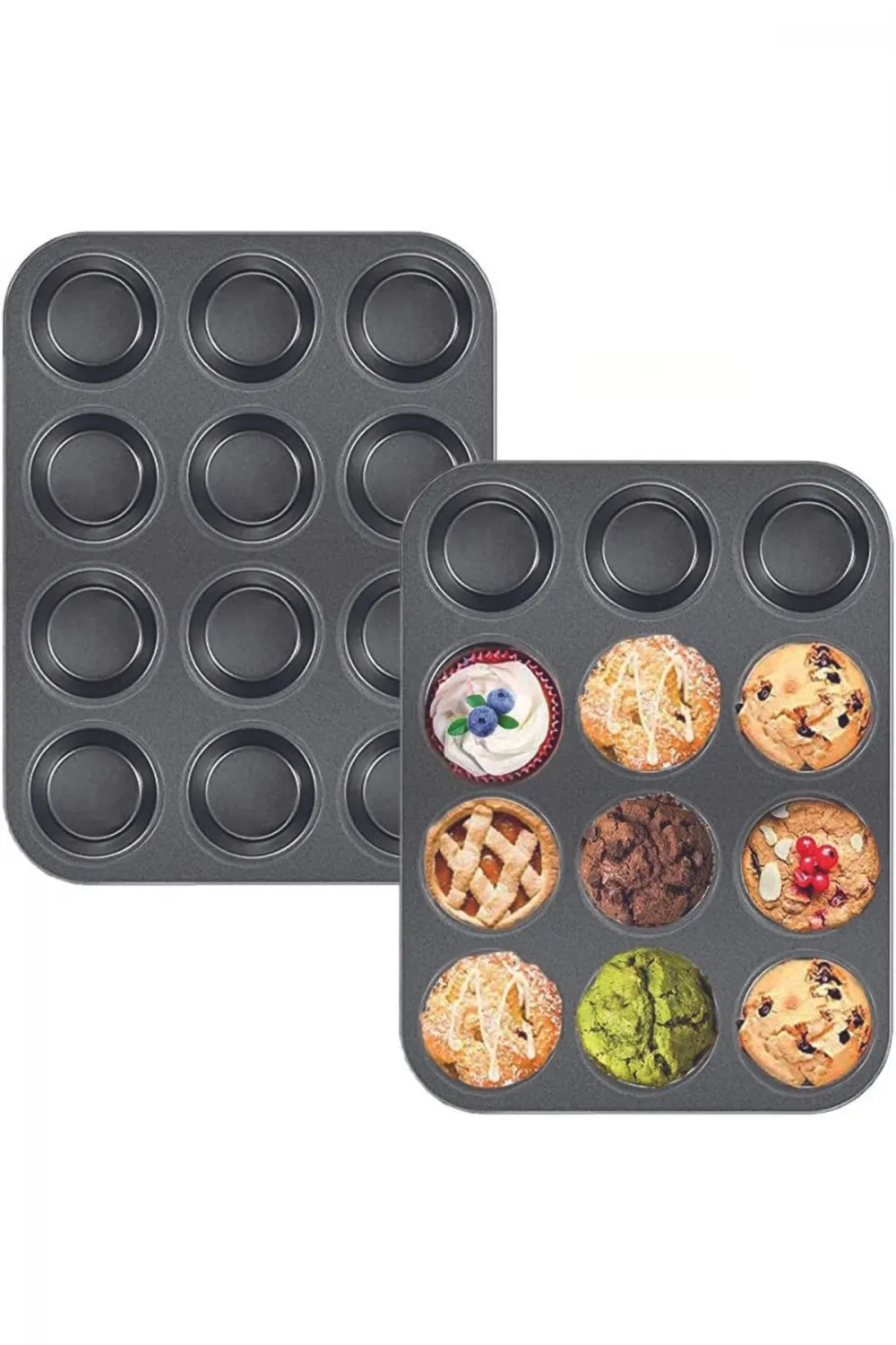2li Set Muffin Kalıbı 12li Fırın Mini Kek Browni Kekstra Kalıbı Cupcake  Ülü