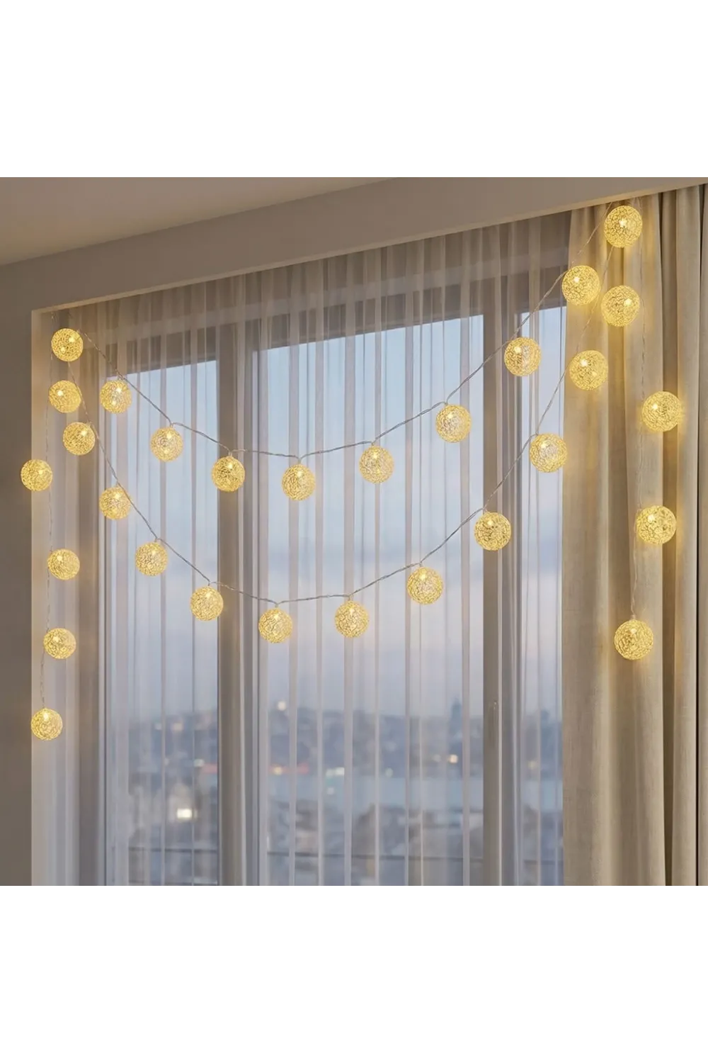 2 Metre 10’lu Top LED Işık - Pilli Gün Işığı Dekoratif Aydınlatma