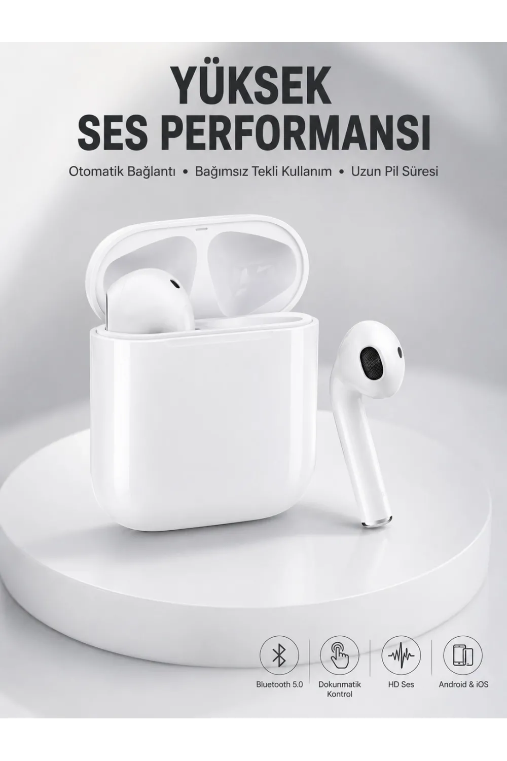 2. Nesil Bluetooth Android Ve İos Uyumlu Kablosuz Kulaklık Çağrı Cevaplama