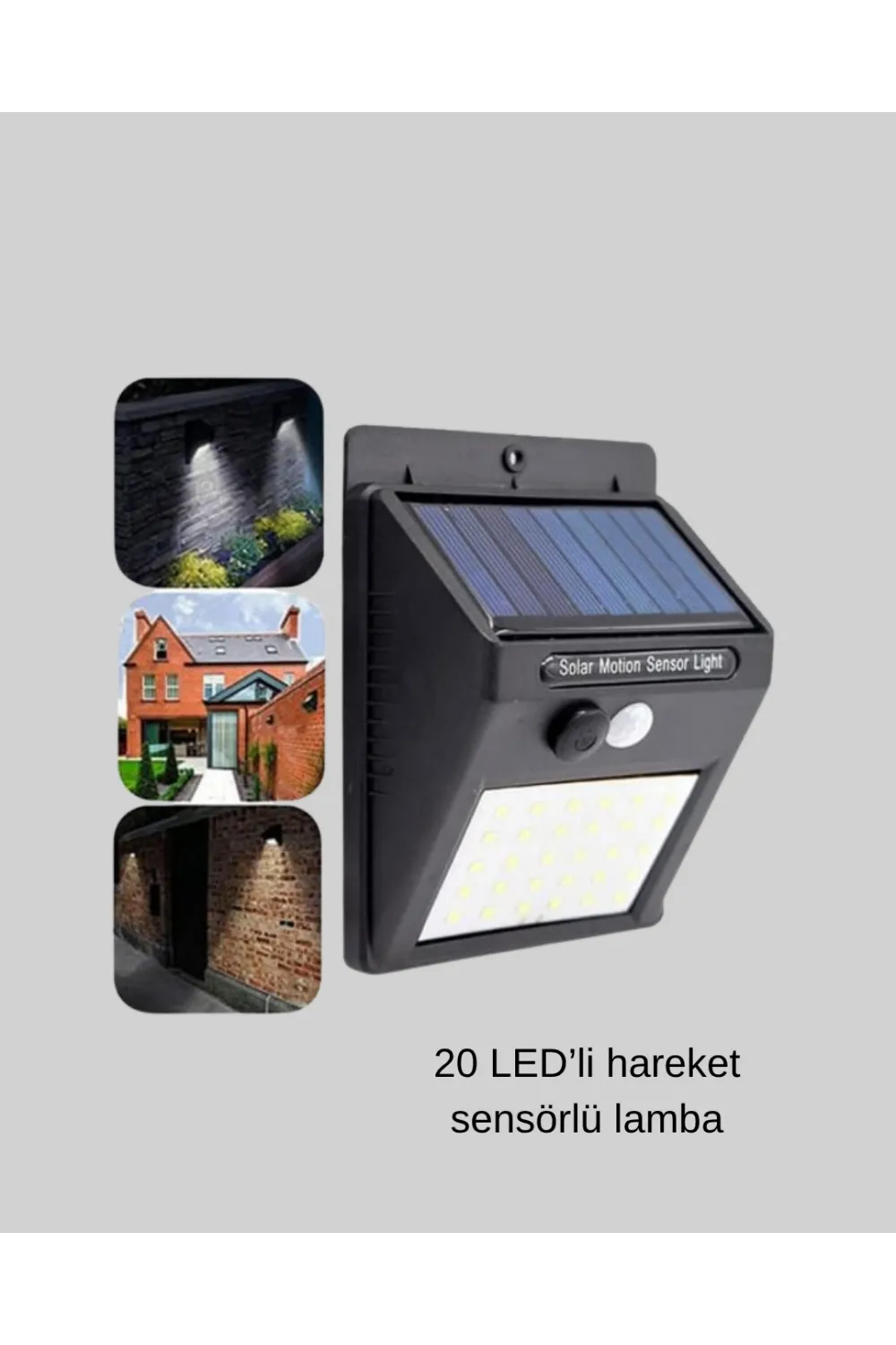 20 Led Güneş Paneli Aydınlatma – Fotoselli Ve Hareket Algılamalı Dış Mekan Duvar Lambası