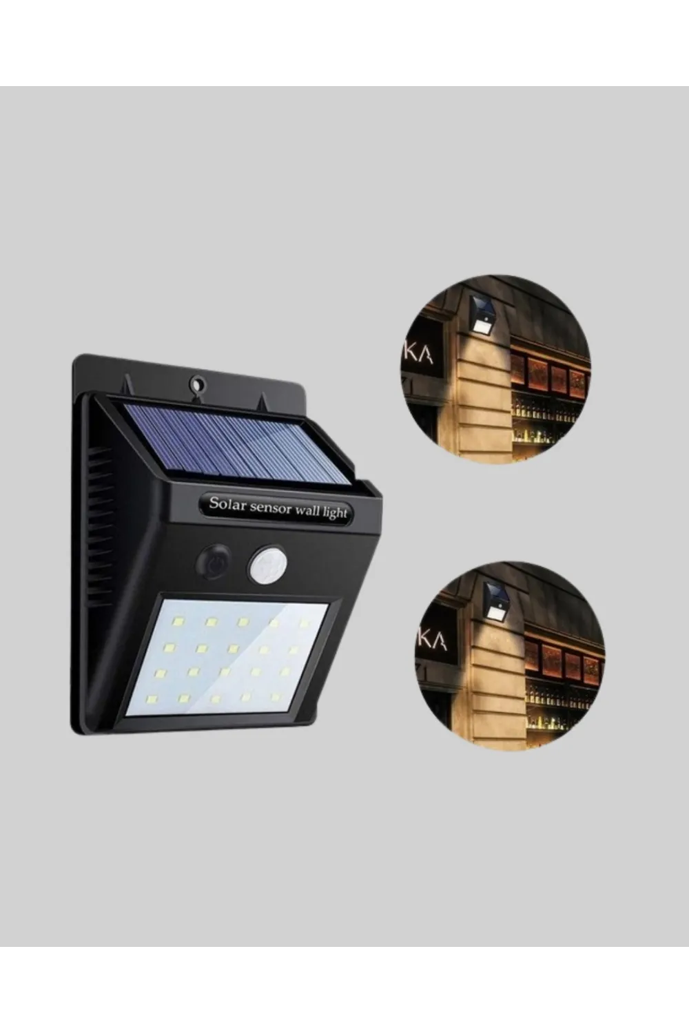20 Led Güneş Paneli Aydınlatma – Fotoselli Ve Hareket Algılamalı Dış Mekan Duvar Lambası
