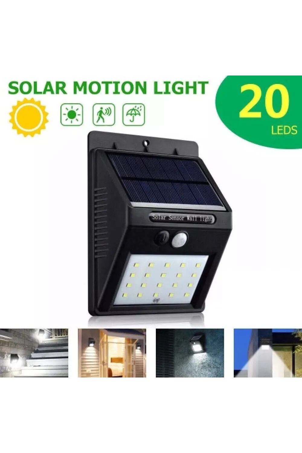 20 Ledli Hareket Sensörlü Dış Mekan Solar Lamba