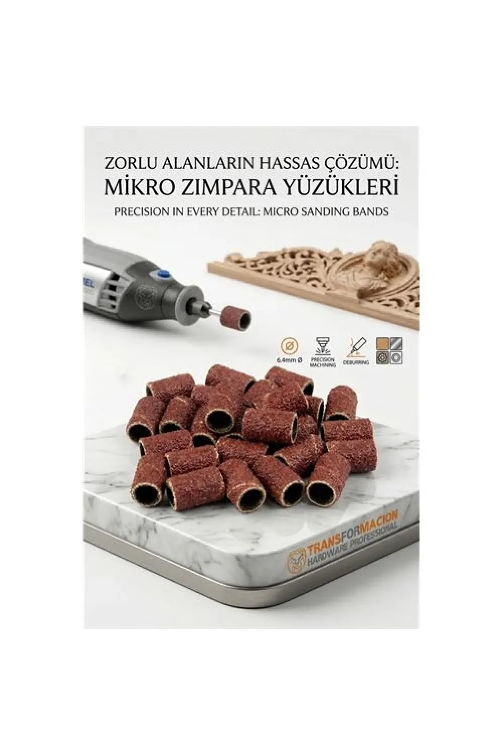 20li 6.4mm Yüzük Zımpara Seti | Detay İşleme & Çapak Alma 723047
