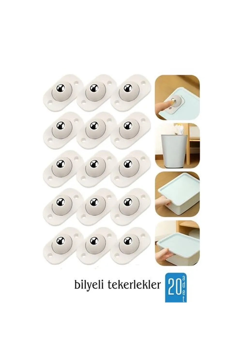 20 li Bilyeli Tekerlek Eşya Kaydırma Aparatı Yapışkanlı Set 360D 722125