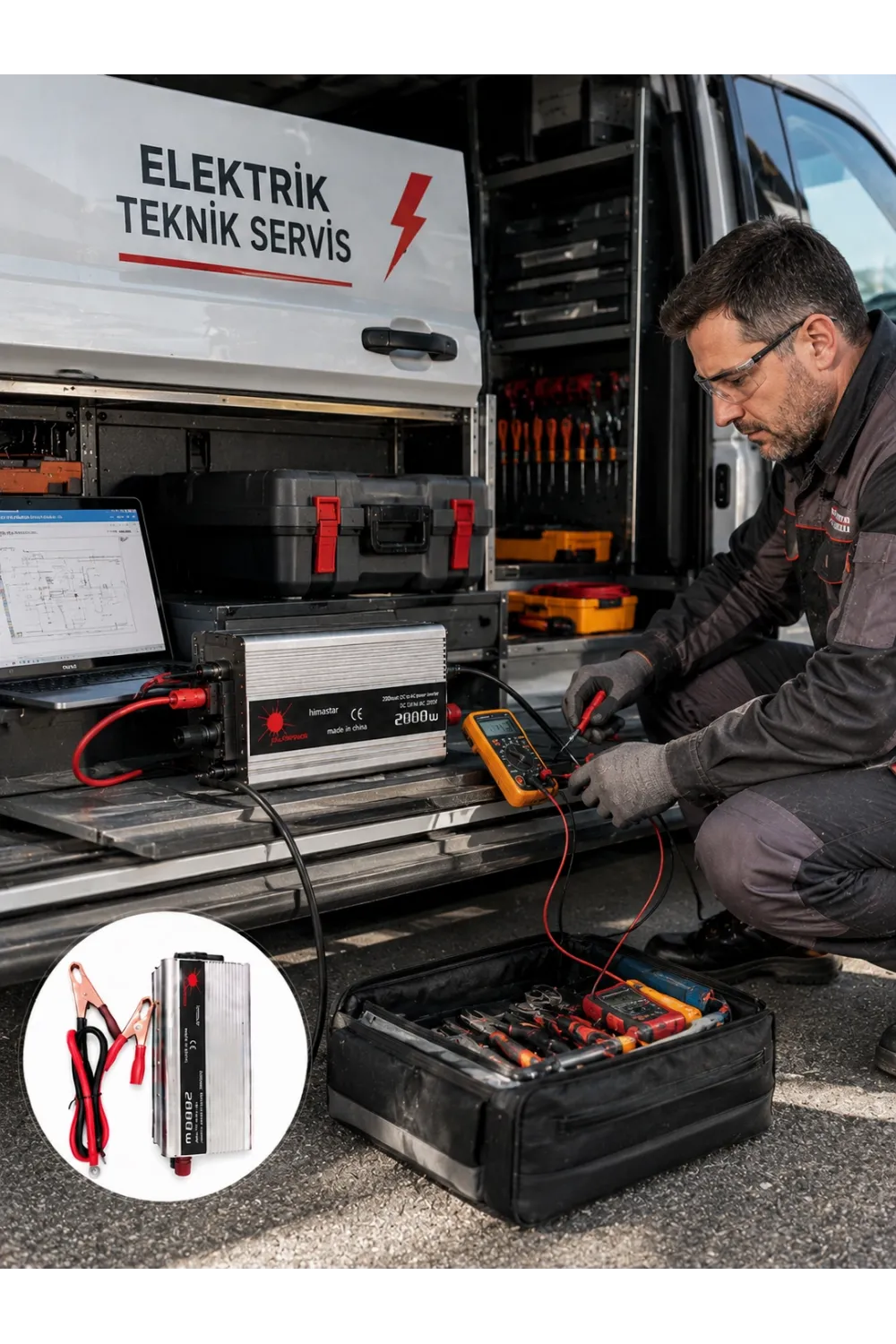 2000w Yüksek Güçlü Araç İnvertörü Priz Çıkışlı Elektrik Dönüştürücü