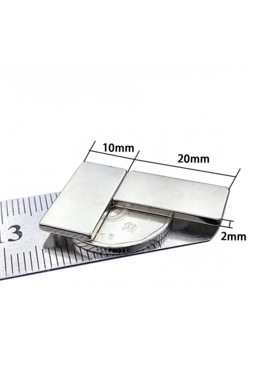 20×10×2 mm N35 Neodyum Mıknatıs – Köşeli, Nikel Kaplama (50’li Set)