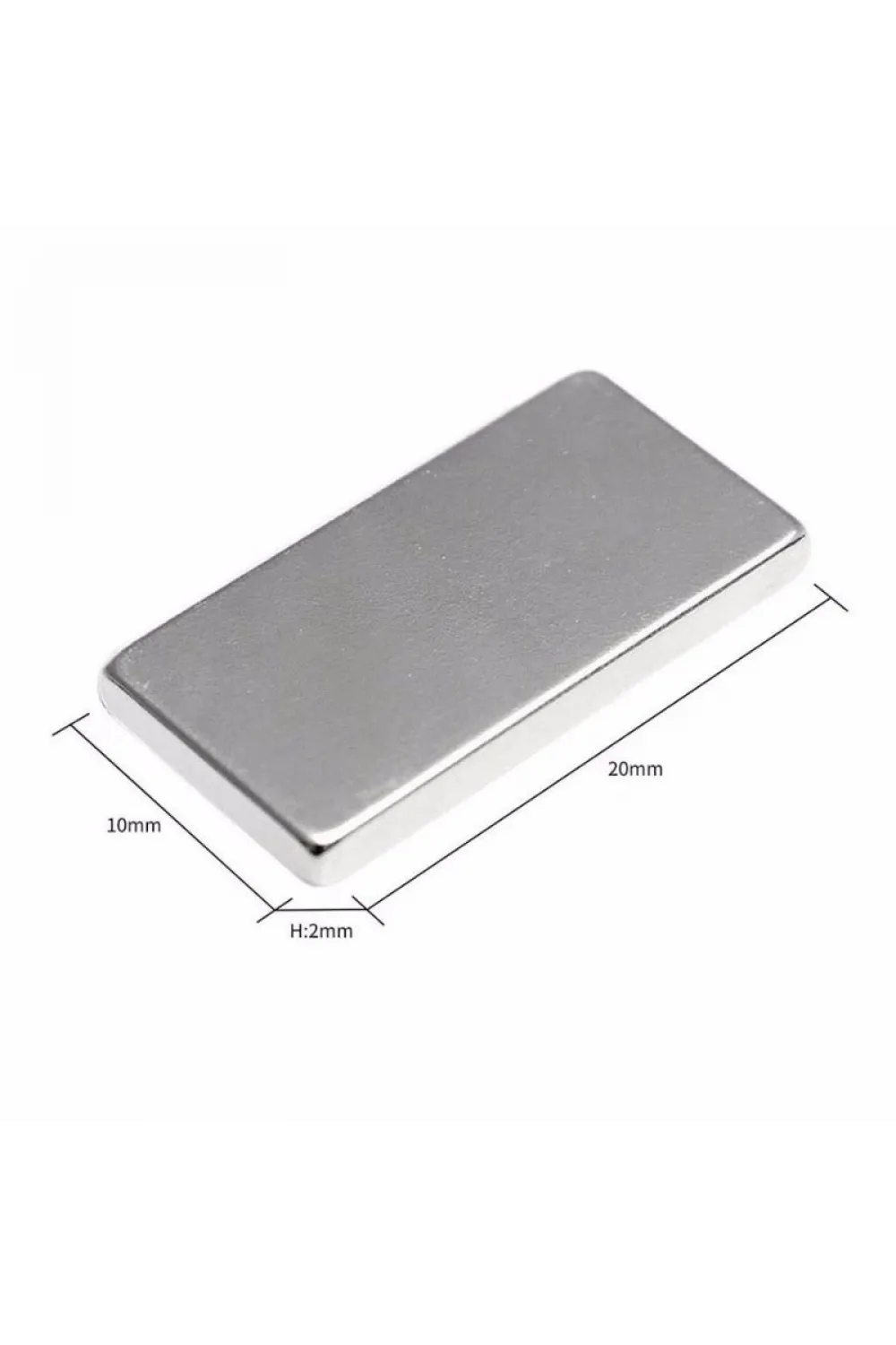 20×10×2 mm N35 Neodyum Mıknatıs – Köşeli, Nikel Kaplama (50’li Set)