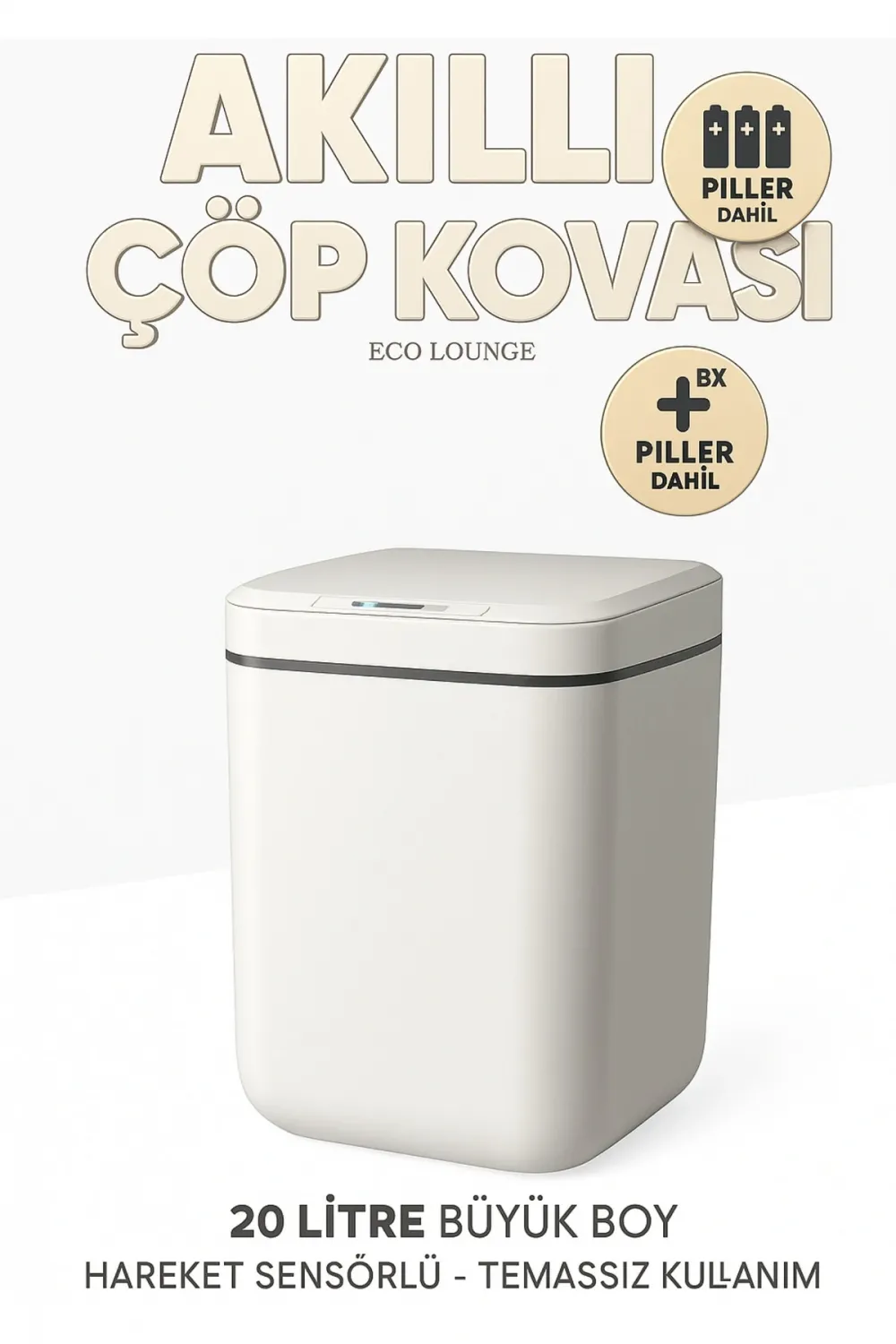 20l Akıllı Sensörlü Çöp Kovası Uv Işık Koku Geçirmez Mutfak Banyo Wc Ofis
