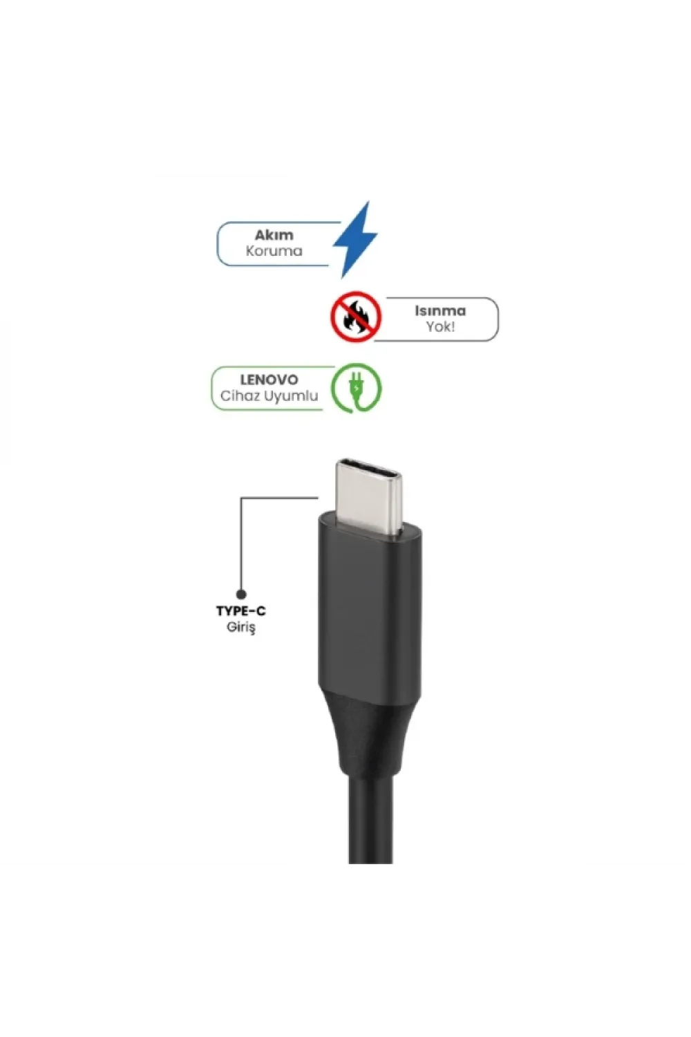 20V 2.25A TYPE-C 45W LENOVO İçin Laptop Adaptör
