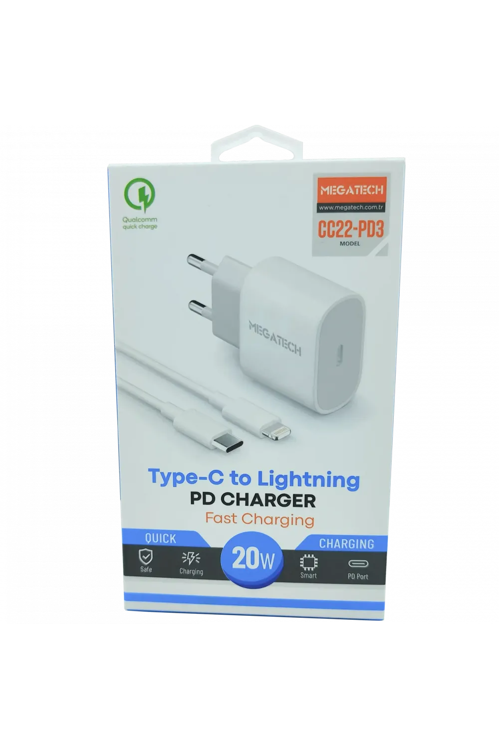 20W PD TYPE-C To İphone Şarj Aleti Megatech CC22-PD3