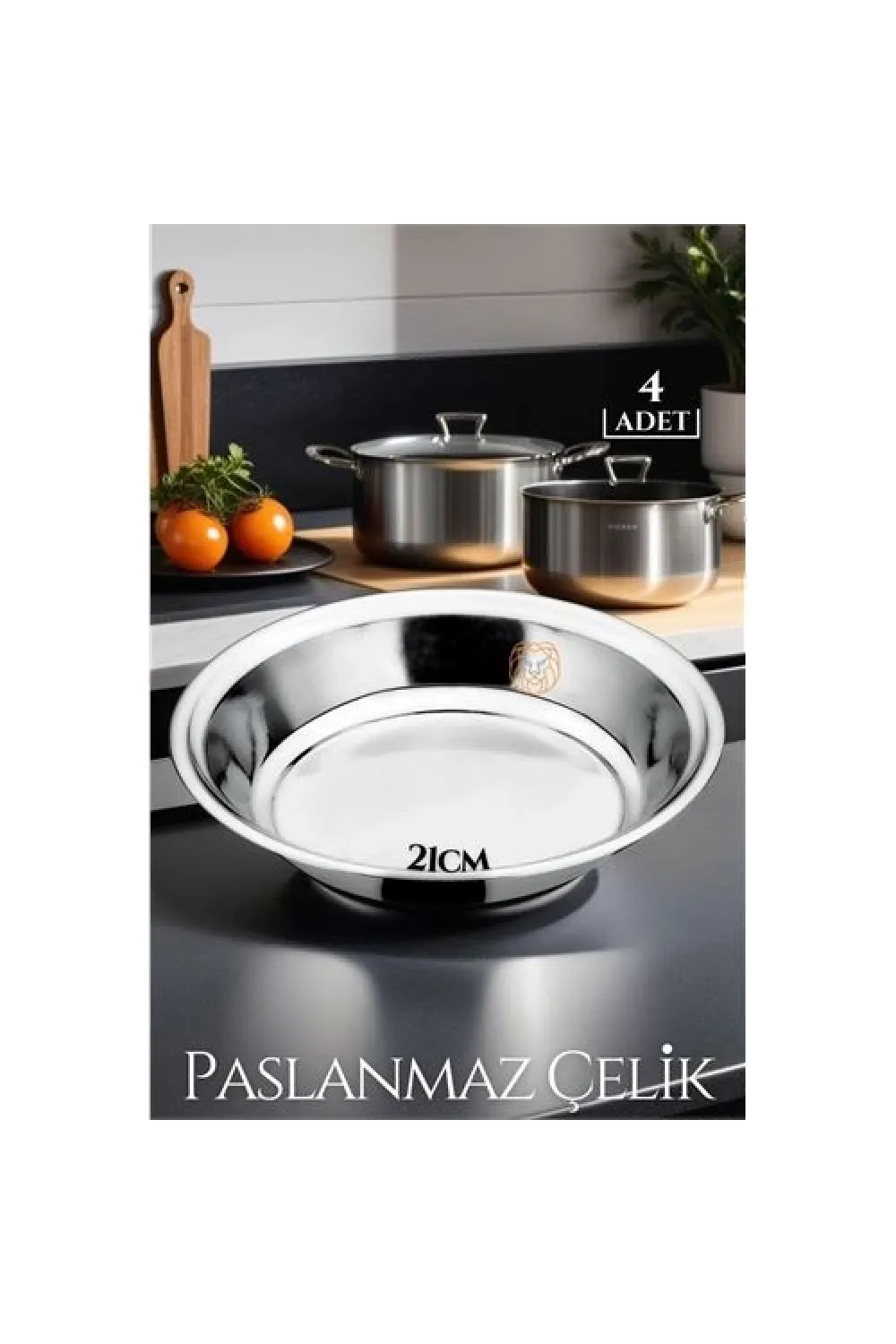 21 cm 4 LÜ Tabak Seti Paslanmaz Çelik B.Caprio Design 719554