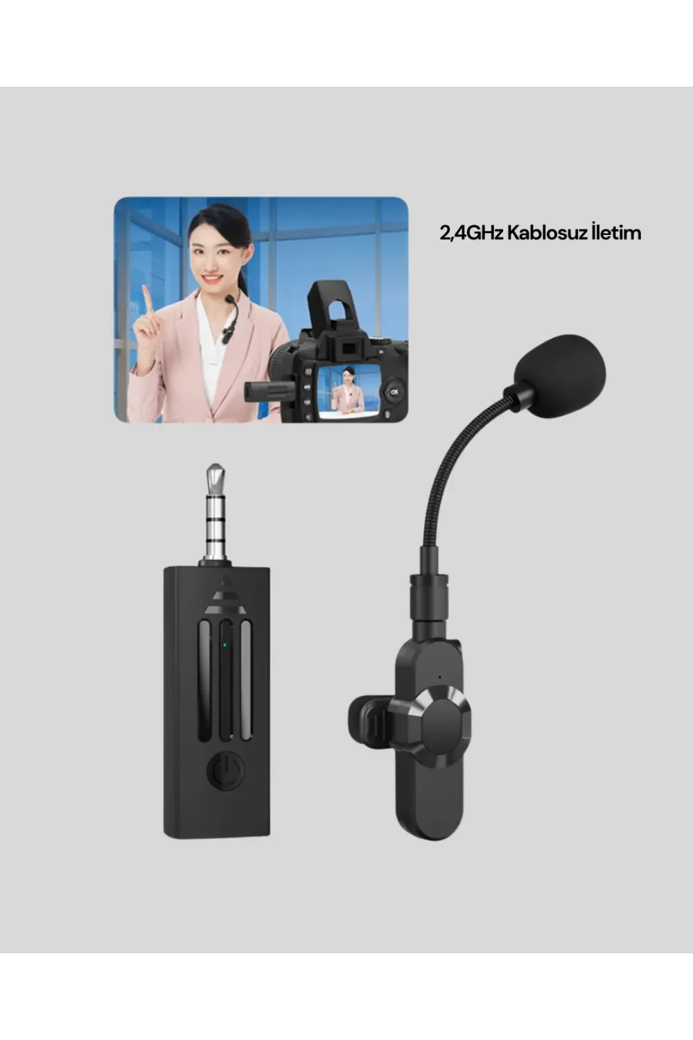 2.4 Ghz Düşük Gecikmeli Kablosuz Ses Kayıt Mikrofonu