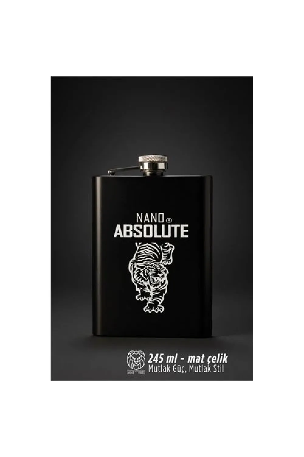 240 ml Mat Siyah Paslanmaz Çelik İçki Matarası 722910