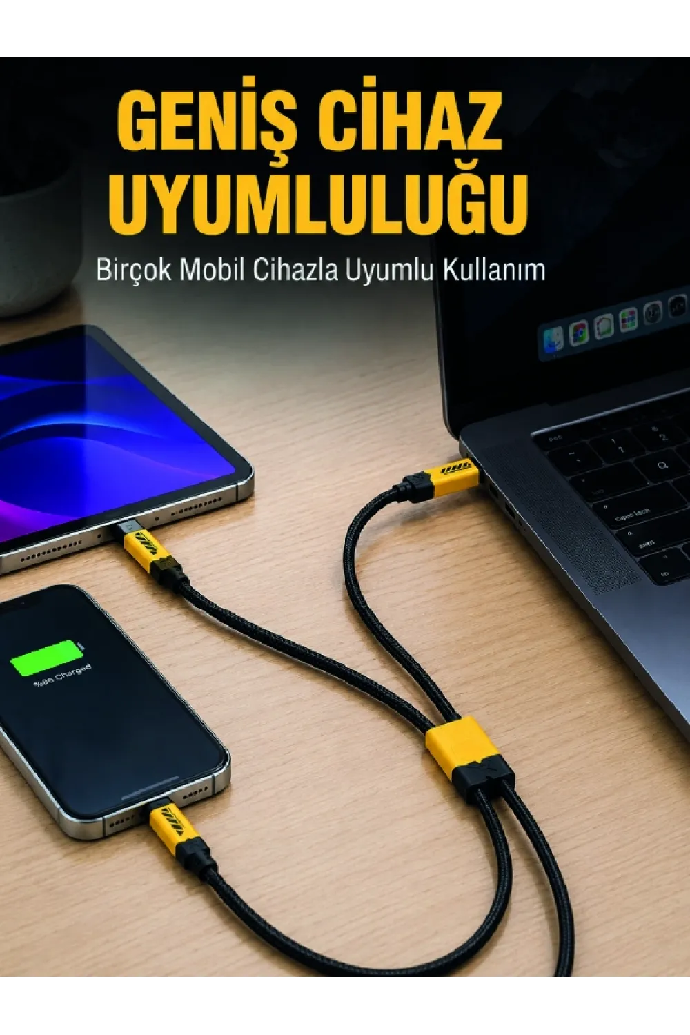 240w Çoklu Şarj Kablosu Type-c Lightning Micro Usb Örgü Kablo