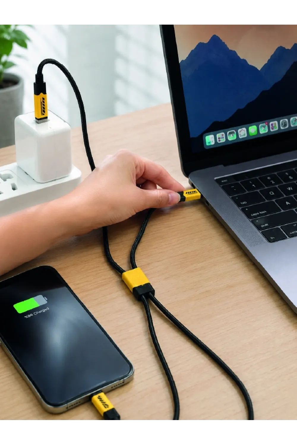 240w Çoklu Şarj Kablosu Type-c Lightning Micro Usb Örgü Kablo