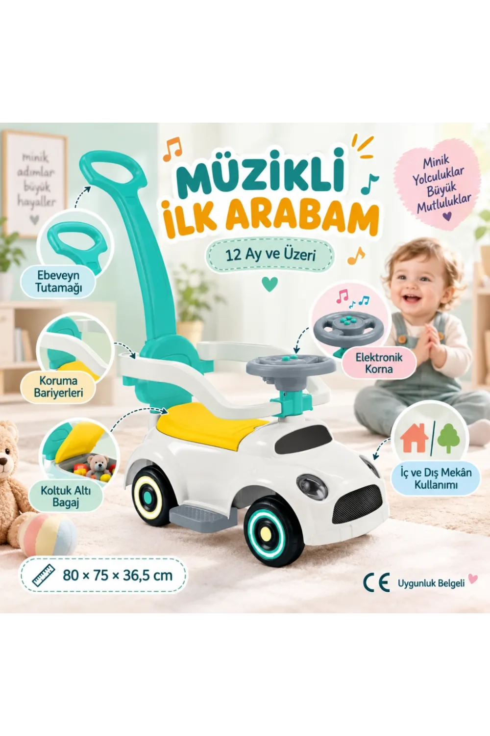 2636 Rıde On Push Car