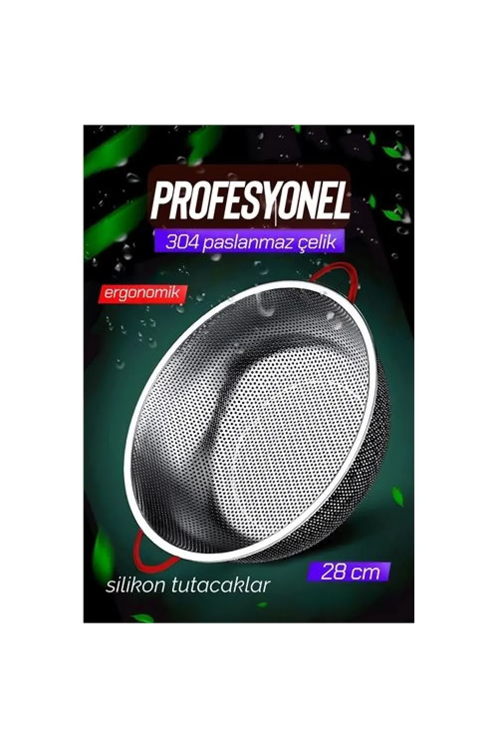 28 CM Kevgir Yuvarlak Süzgeç Profesyonel 304 Paslanmaz Çelik 721934