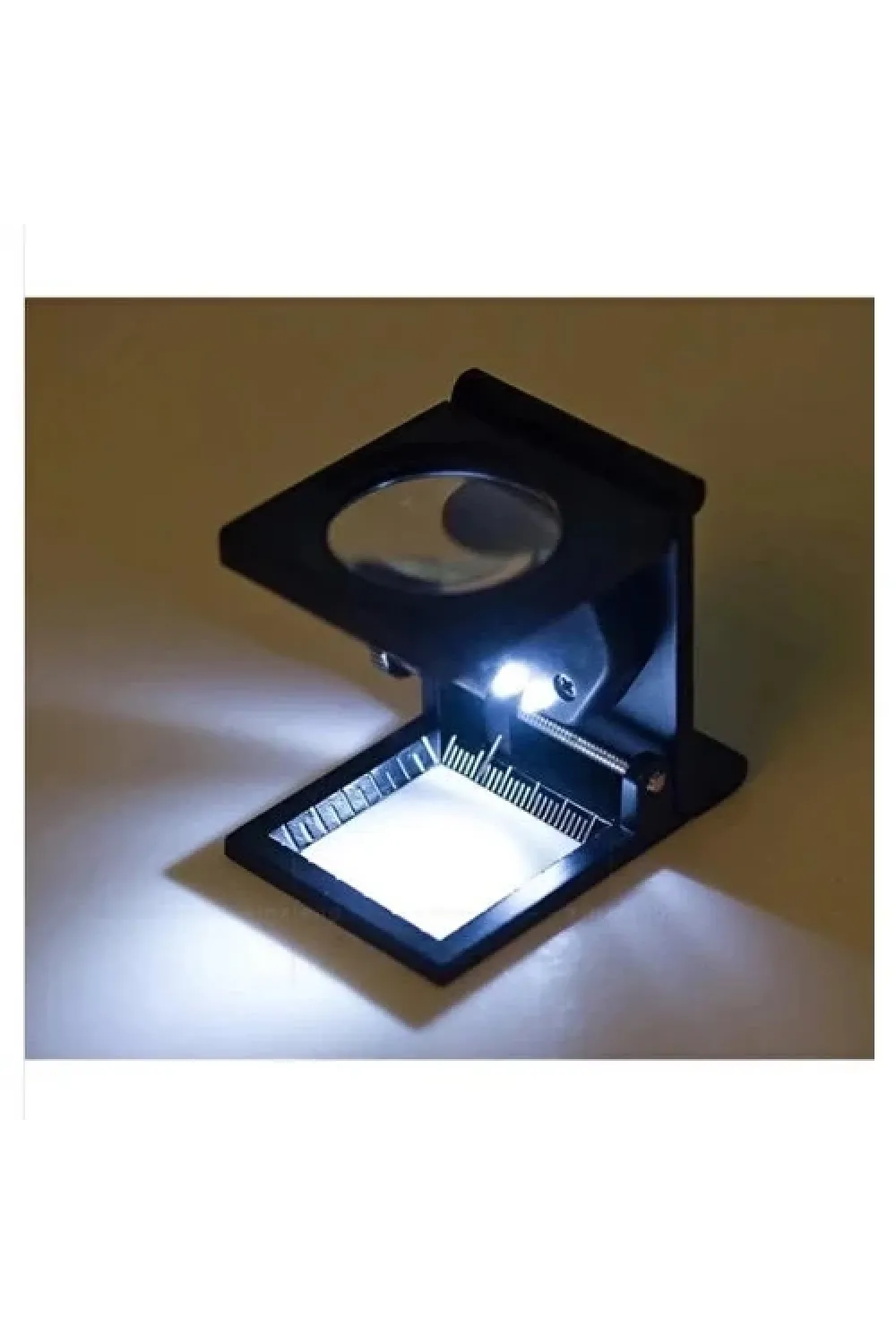28x28 Mm Katlanır Sayaçlı Metal Lüp, 2 Led Işıklı Büyüteç Tekstil Th9005a