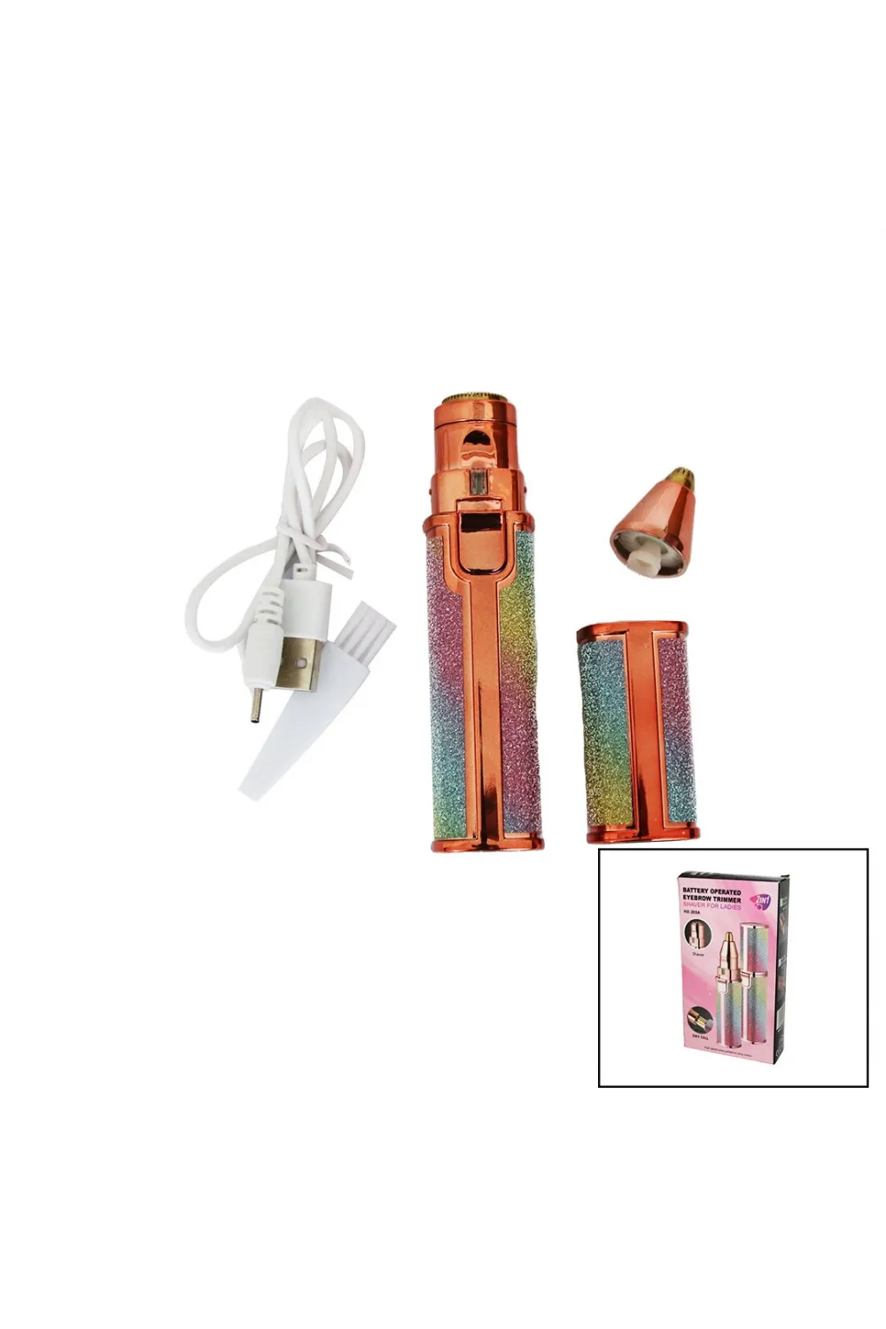 2ın1 Başlı - Simli - Ruj Model - Usb Şarjlı Yanak - Burun Tüy Alma Makinesi