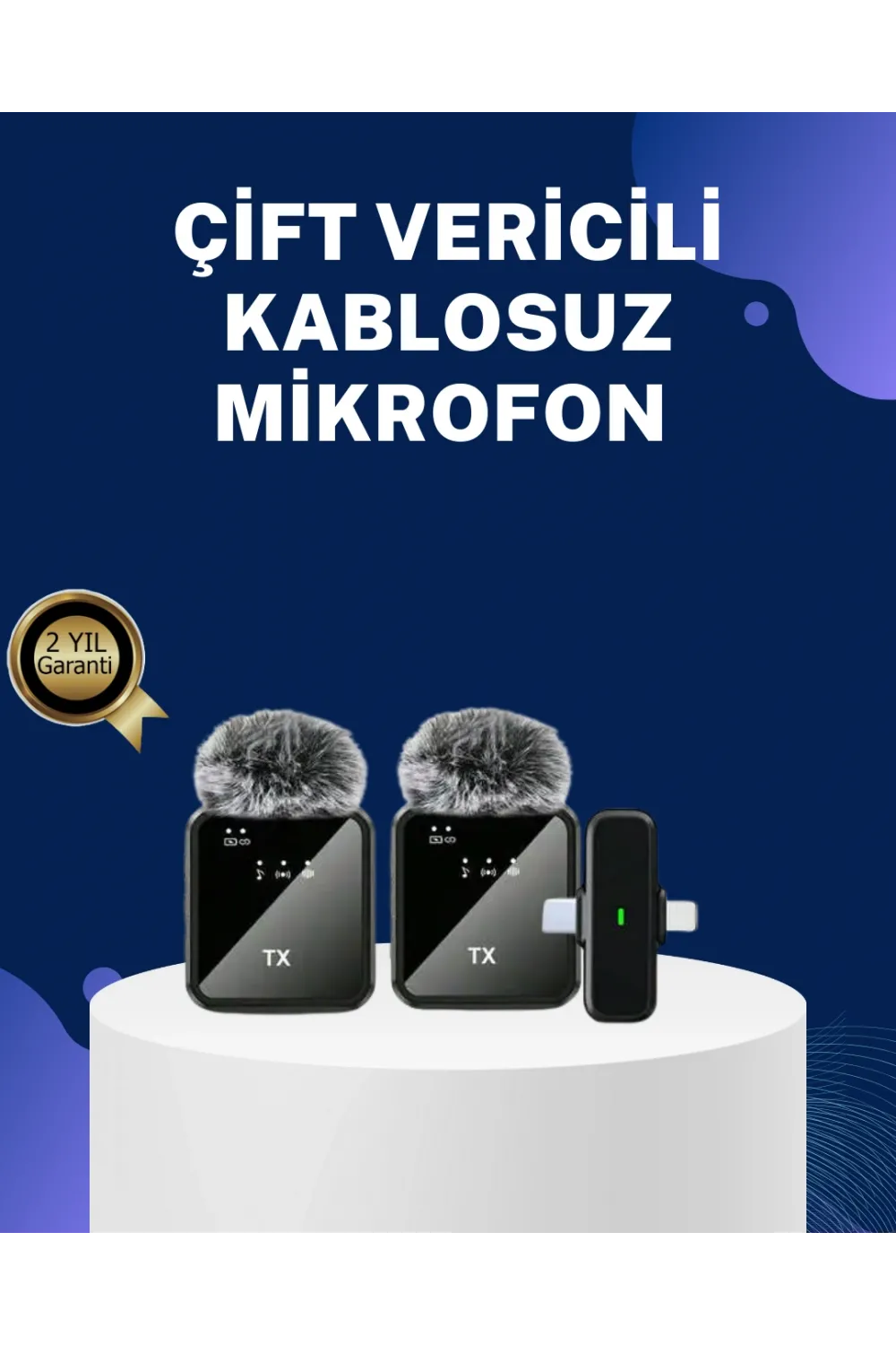 2in1 Kablosuz Yaka Mikrofonu İos Ve Android Uyumlu