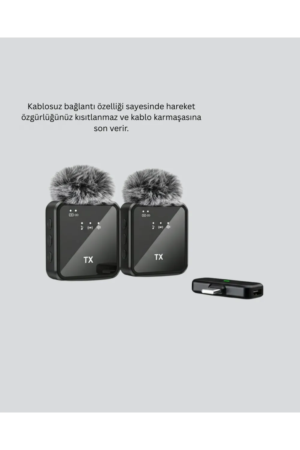 2in1 Kablosuz Yaka Mikrofonu İos Ve Android Uyumlu