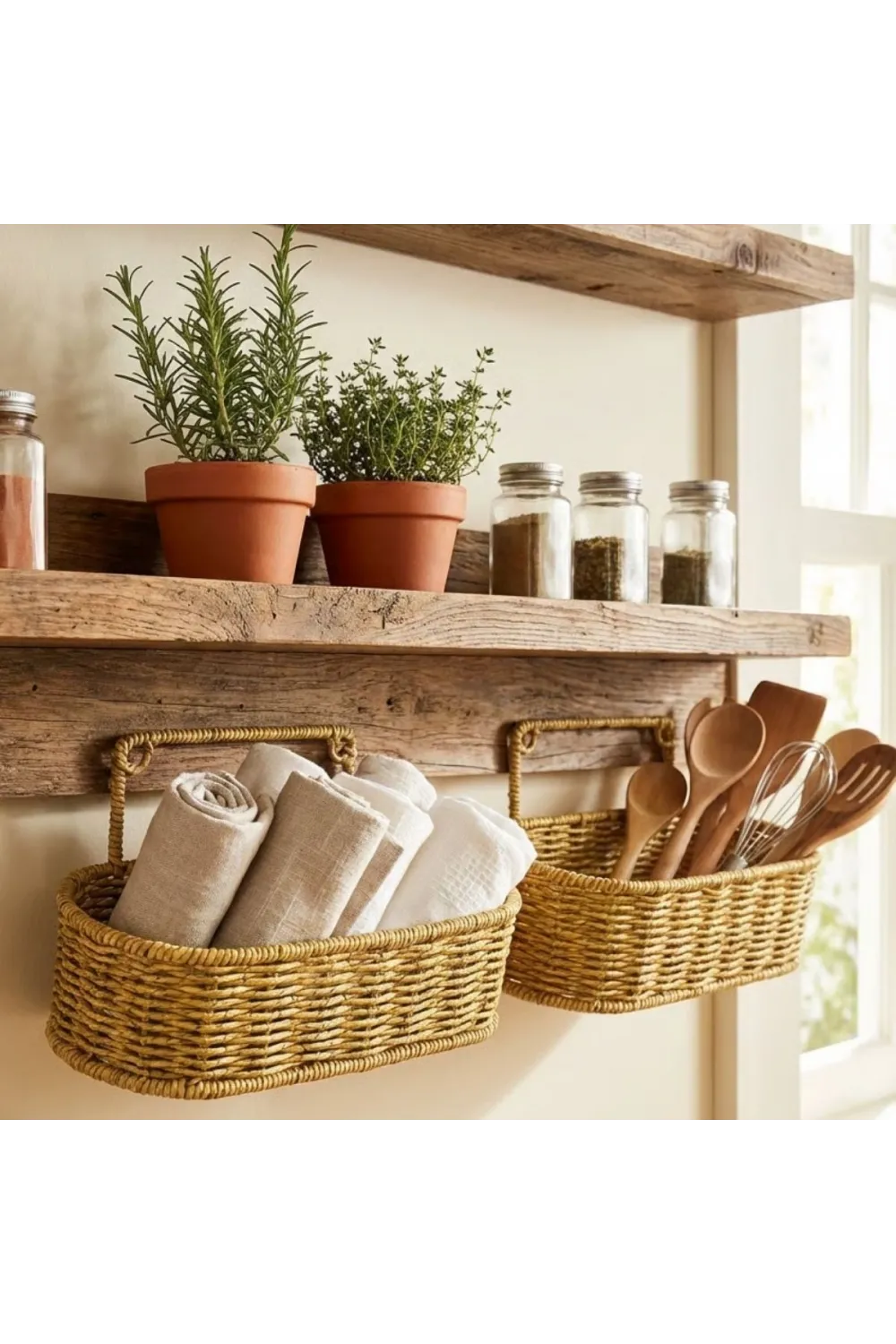 2’li Duvar Askılı Plastik Rattan Organizer – Oval Hasır Görünümlü Mutfak Raf Sepeti, Banyo Ve Ev İçi Düzenleme Ünitesi