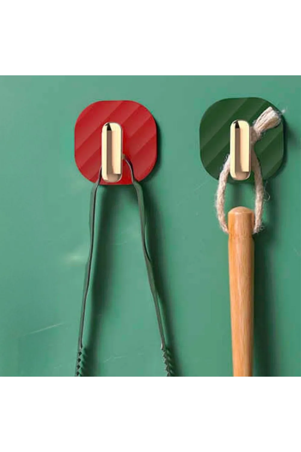 2li Yapışkanlı Retro Askılık Dolap Kapak Kulpu Yeşil