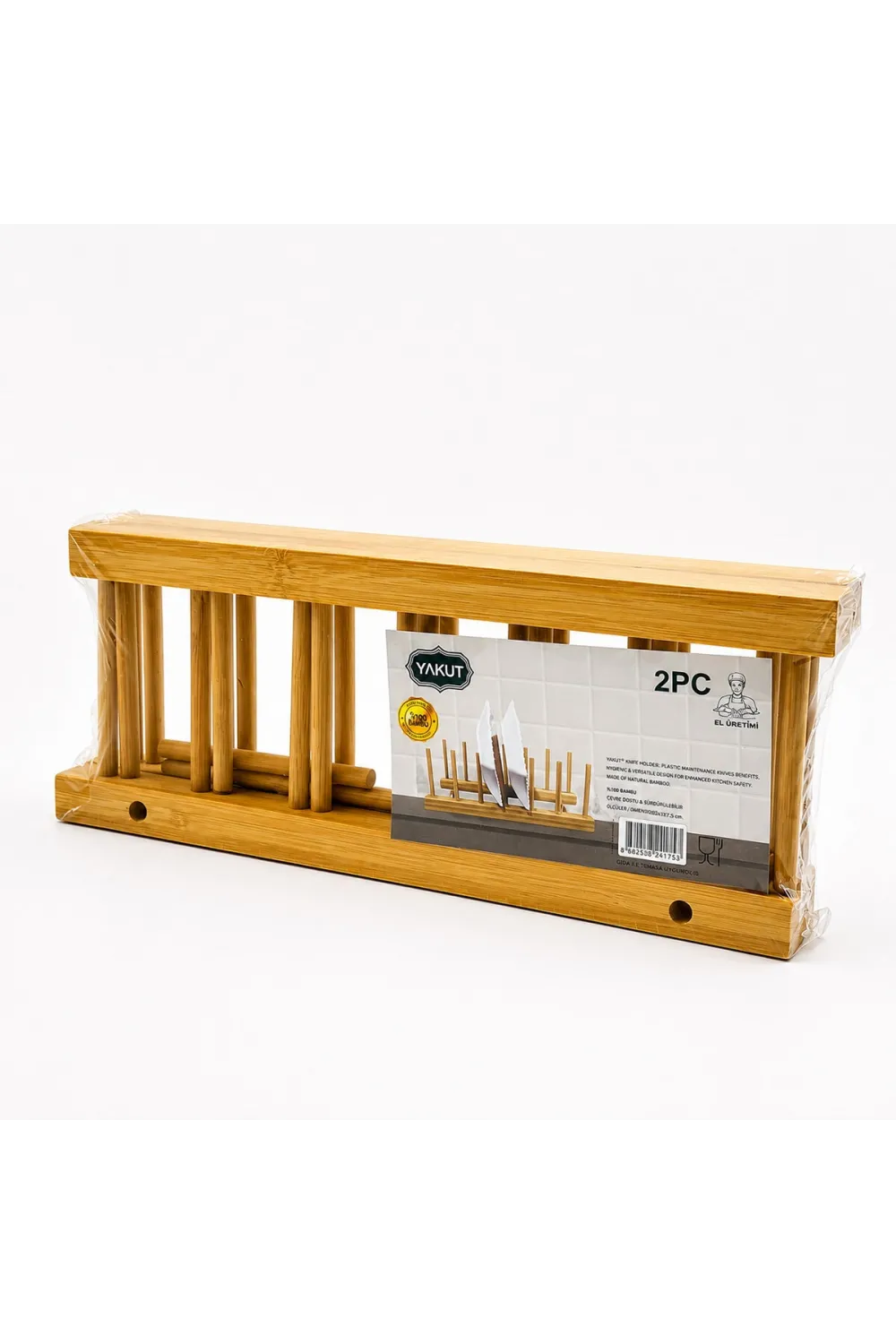2pcs Bambu - Ahşap Tezgah Üstü Tabaklık - Bulaşıklık