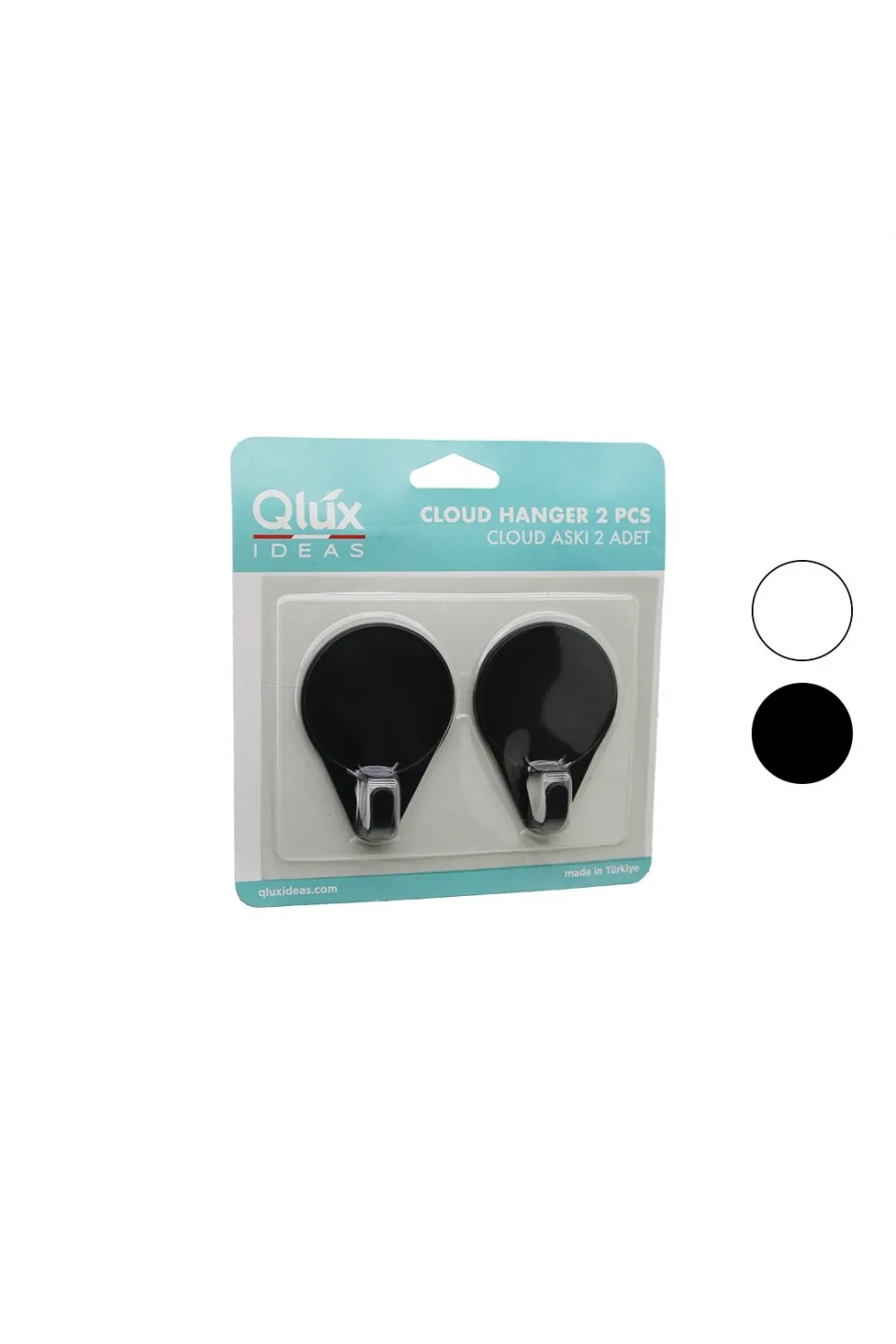 2pcs Cloud Askı Siyah - Beyaz Plastik Yapışkanlı Montaj