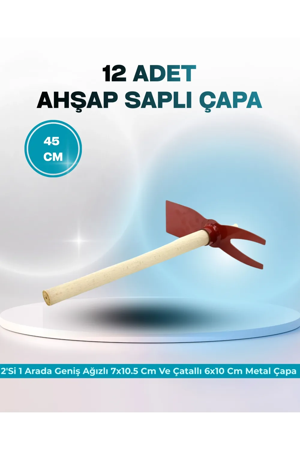 2Si 1 Arada Geniş Ağızlı 7x10.5 Cm Ve Çatallı 6x10 Cm Metal Çapa Ahşap Saplı 45 Cm IEGN62I