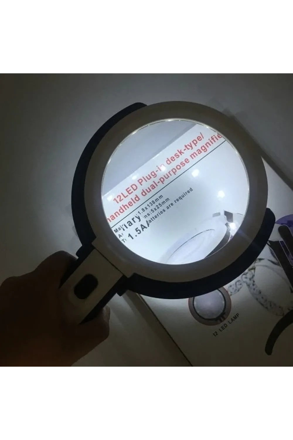 2x5x120mm   10 Ledli  Masaüstü Büyüteç