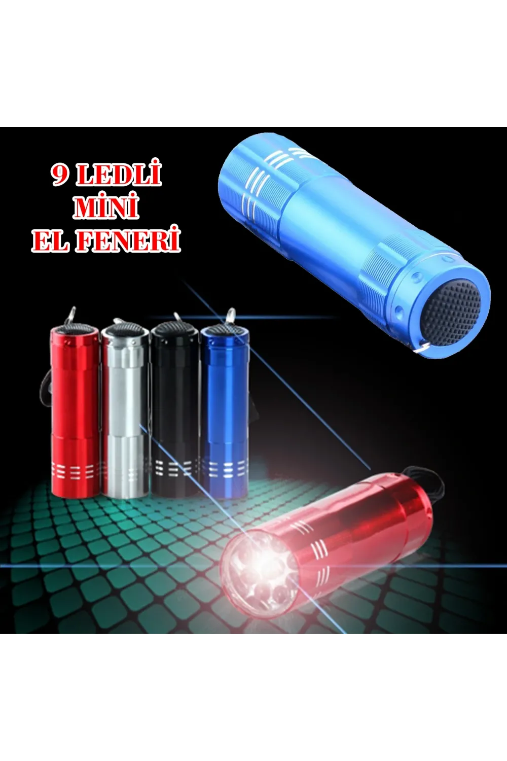 3 Adet 9 Ledli Metal Mini El Fener