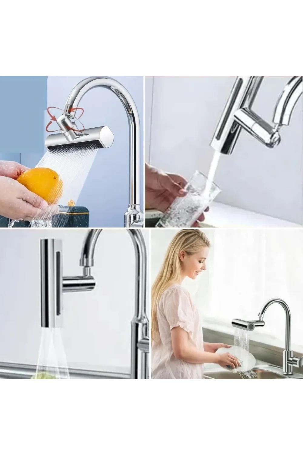 3 Farklı Modlu Çok Amaçlı Musluk Adaptörü Evrensel Musluk Başlığı Şelale Musluk