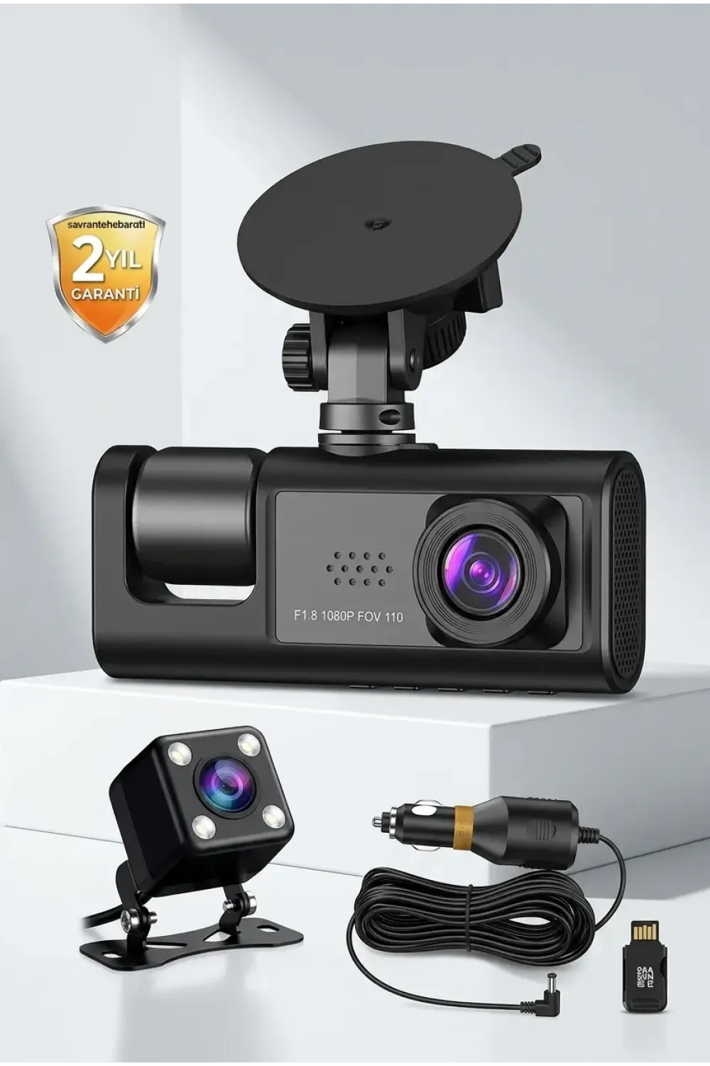 3 Kameralı Araç Kamerası Geri Görüş Kameralı Park Destekli Dashcam
