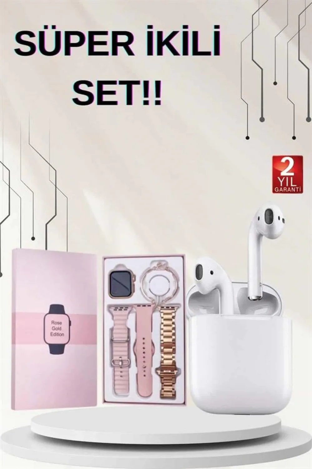 3 Kordonlu Dokunmatik Ekran Akıllı Saat Ve 2.nesil Kablosuz Bluetooth Kulaklık Anc/enc