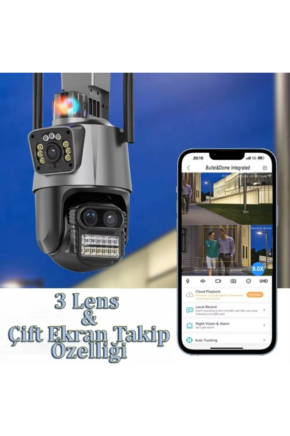 3 Lens Wi-Fi Güvenlik Kamerası