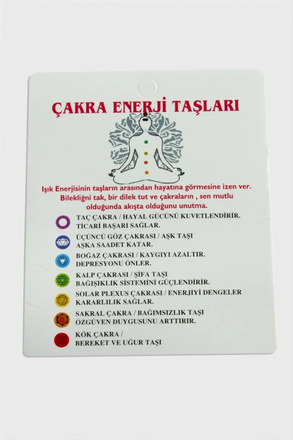 3lü Çakra Enerji Taşları Bileklik Kartı