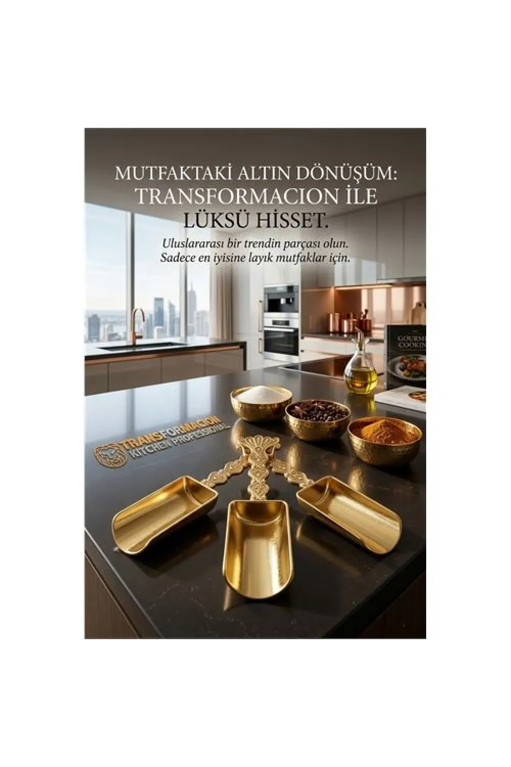 3lü Lüks Gold Zamak Ölçü ve Baharat Kaşığı Seti - Özel Tasarım 721956