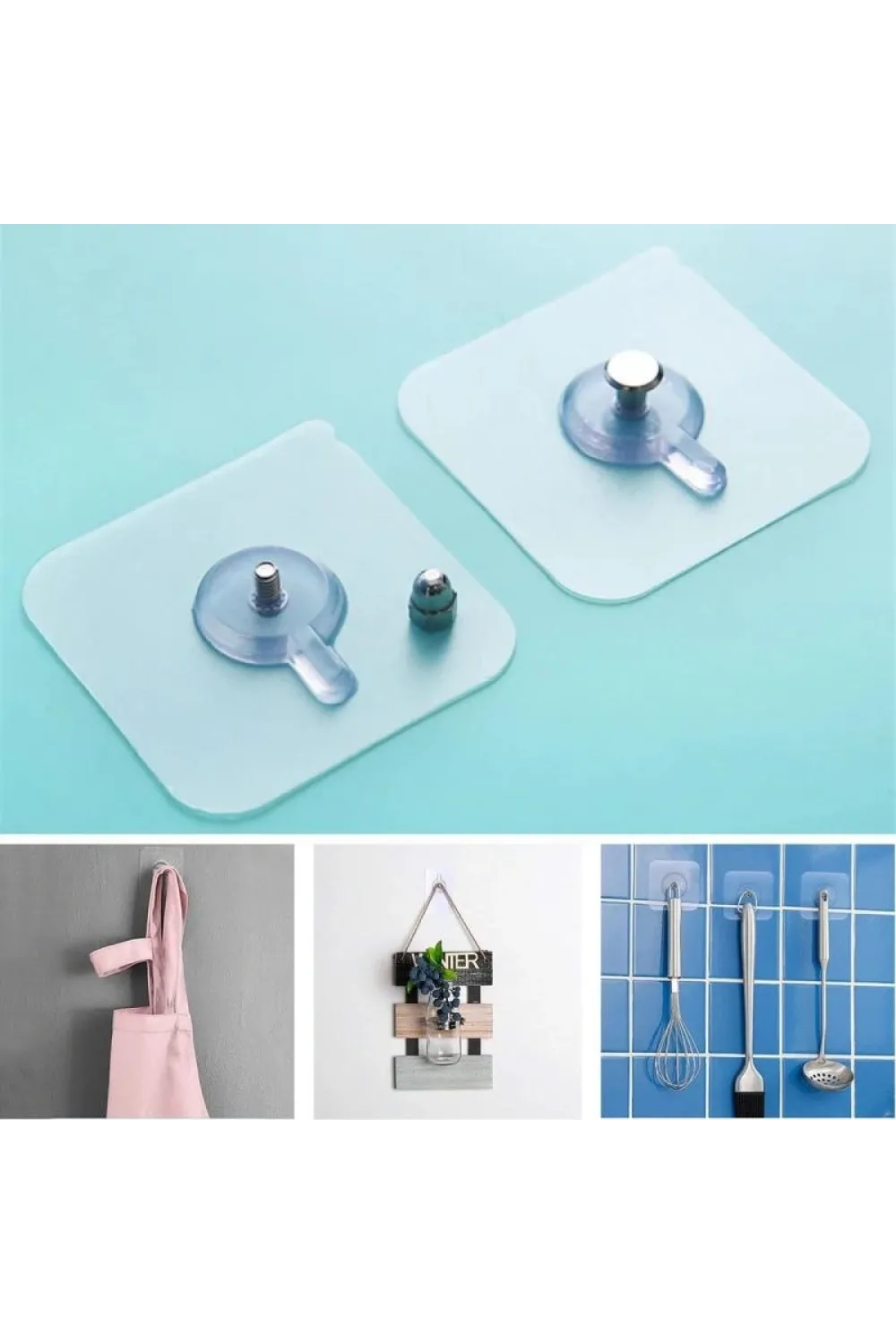 3 Lü Yapışkanlı Mutfak Banyo Raf Tutucu Askı Pin Çerçeve Çok Amaçlı Askısı