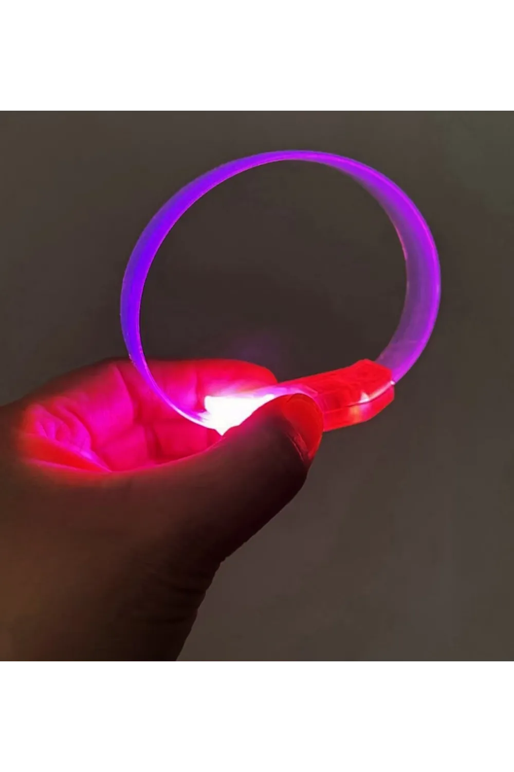 3 Modlu Pilli Led Işıklı Esnek Parti Bilekliği Pembe