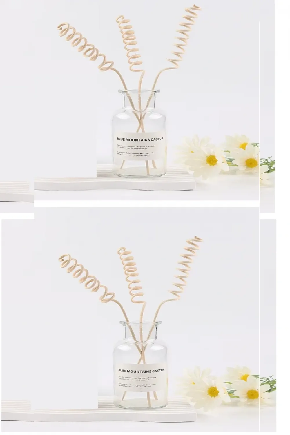 3 Tek Adet 3 Model Aromaterapi Koku Dağıtıcı Rattan Şişe Ahşap Difüzör Çubuk (spiral-yaprak-dalgalı)