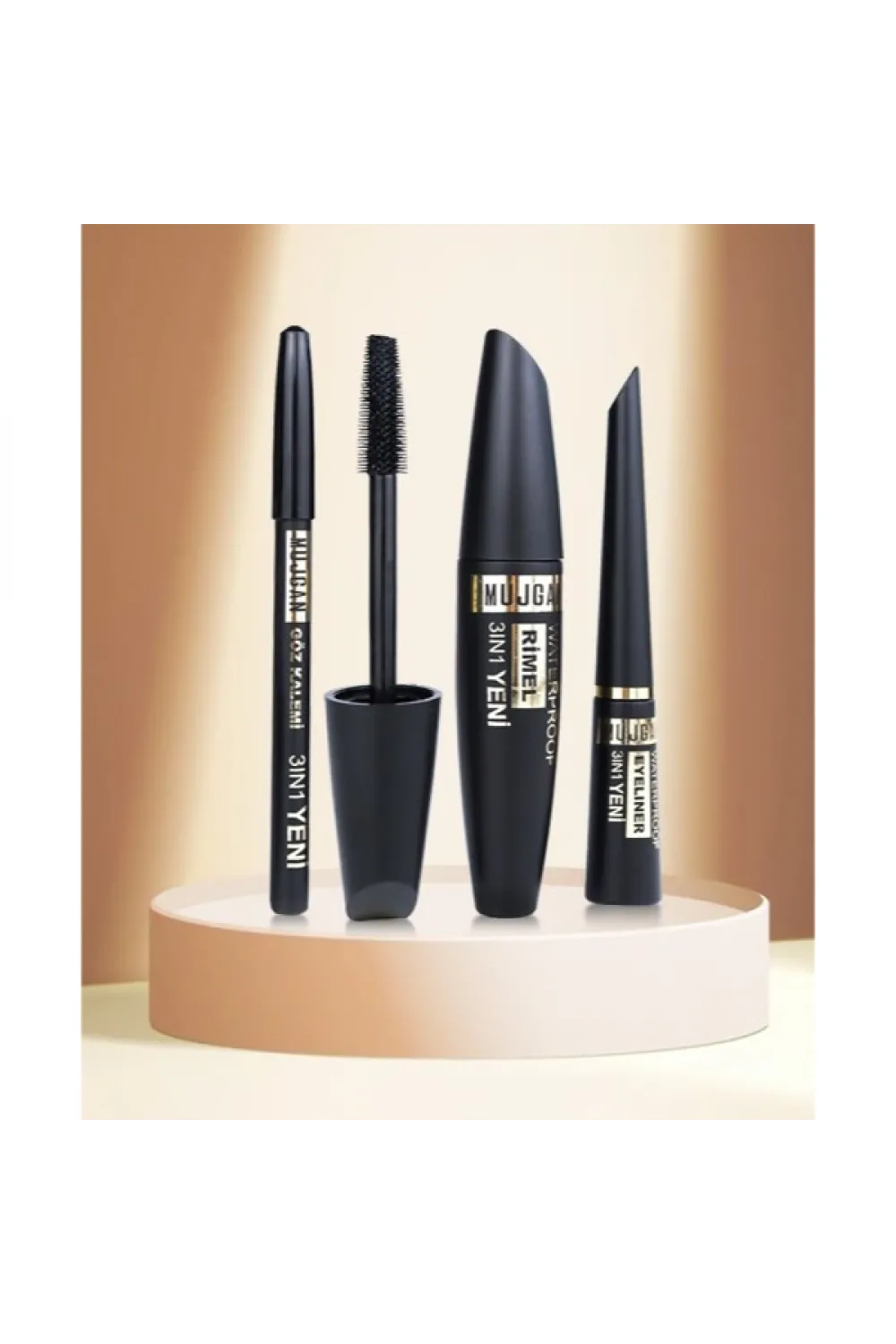 3ü 1 Arada Göz Makyajı Seti - Eyeliner, Maskara, Kalem