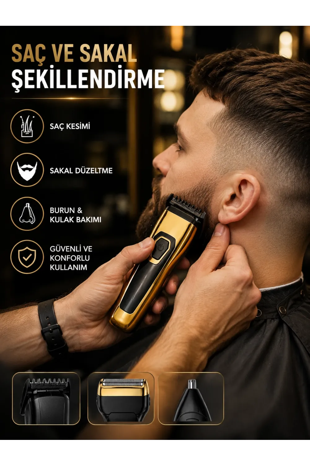 3ü 1 Arada Şarjlı Kişisel Bakım Ve Tıraş Makinesi
