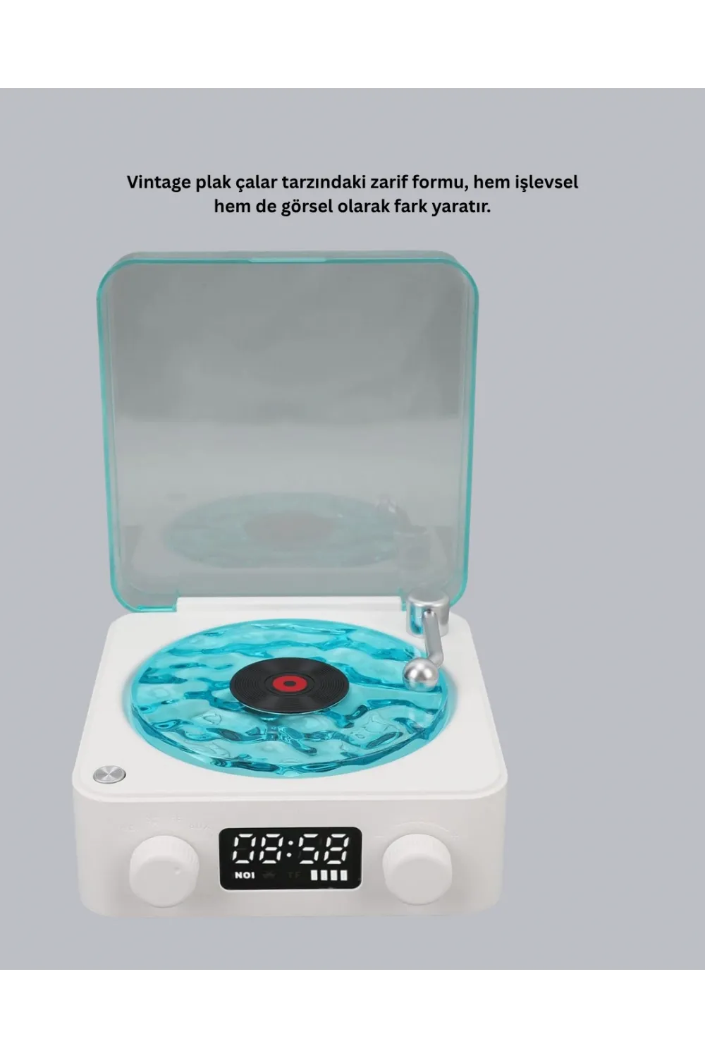 3-ü-1 Gece Işığı Bluetooth Hoparlör Dijital Saat Vintage Plak Çalar Tasarımlı