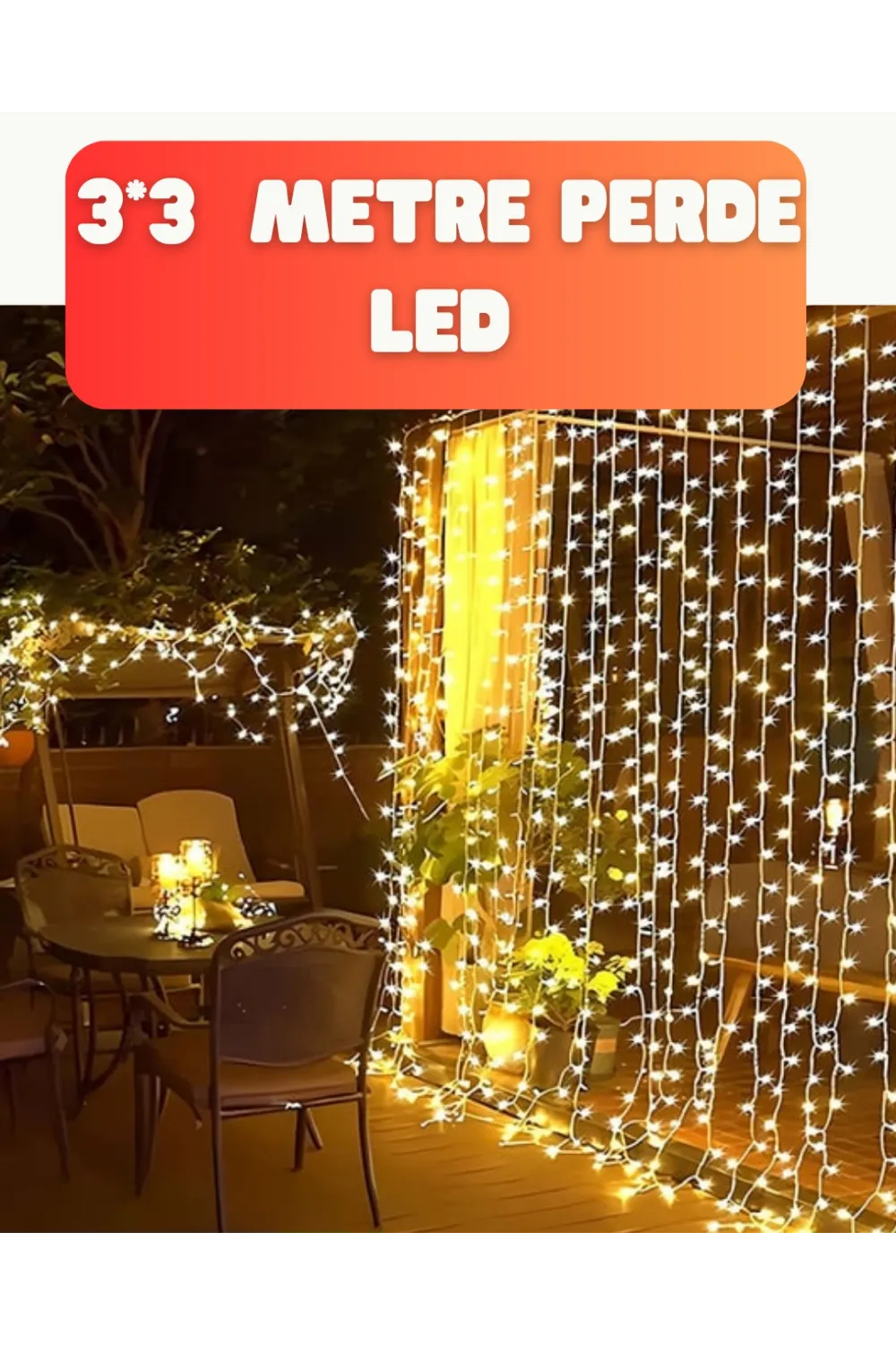 300 Led Perde Işık – Sıcak Beyaz Dekoratif Aydınlatma