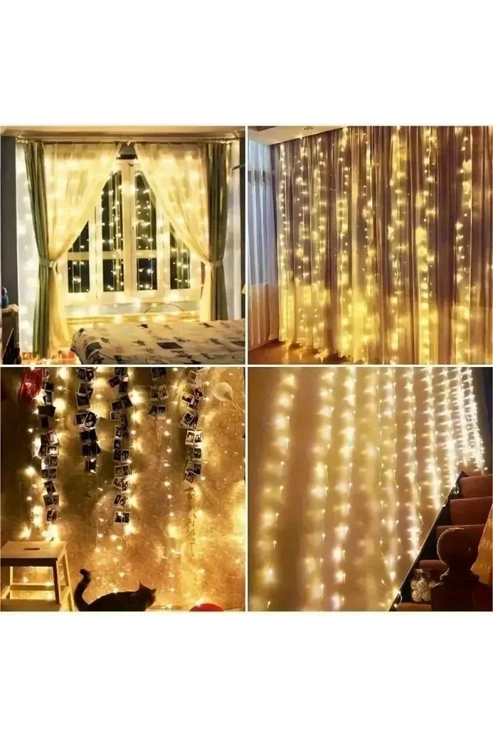 300 Ledli 10 Sarkıt Perde Led Işık-8 Fonksiyon, Uzaktan Kumandalı, 3x3 Metre