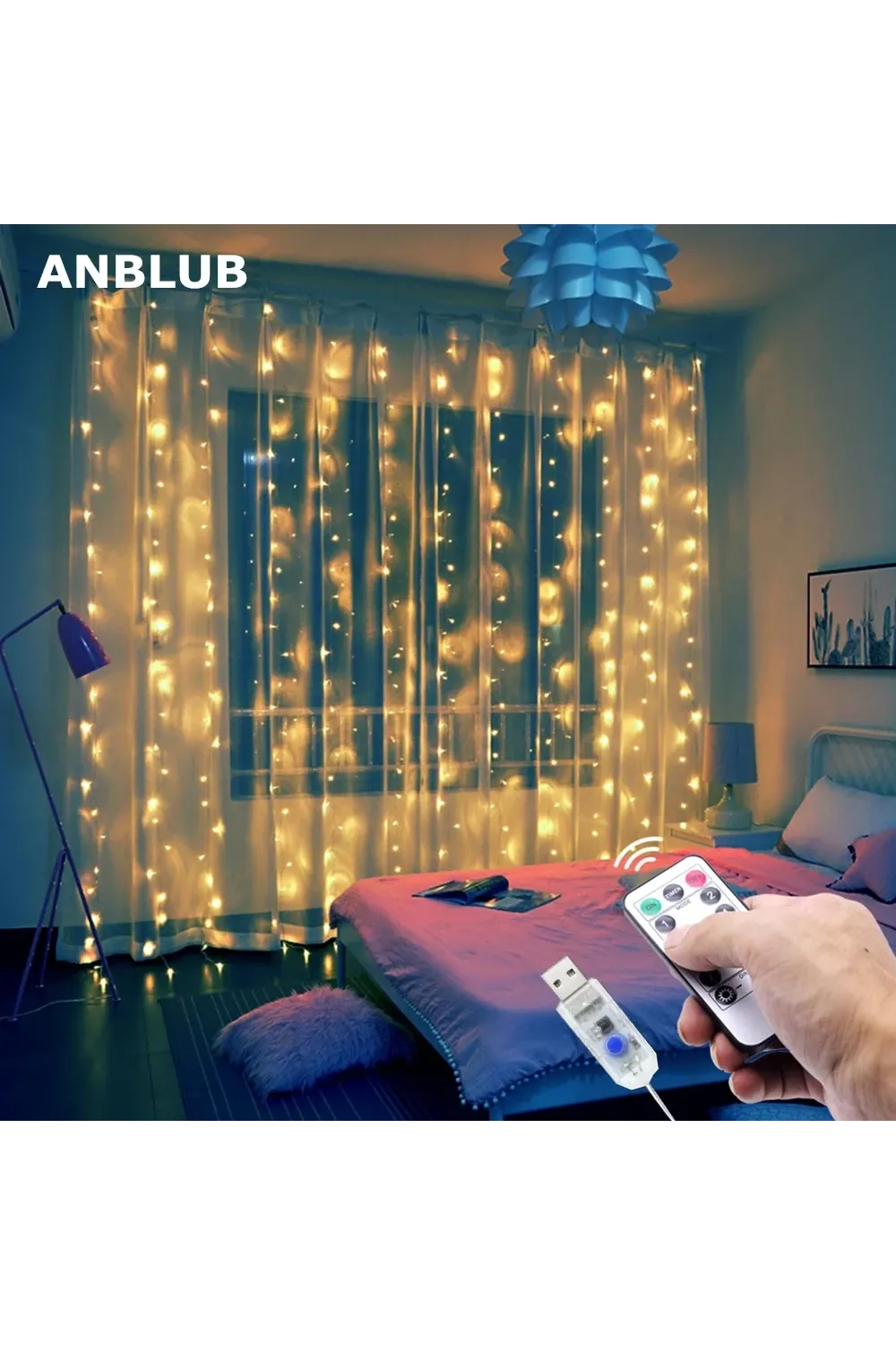 300 Ledli 10 Sarkıt Perde Led Işık-8 Fonksiyon, Uzaktan Kumandalı, 3x3 Metre
