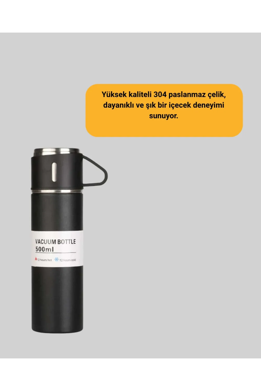 304 Çelik Termos Seti | 2 Bardaklı, 500 Ml, Uzun Süre Isı Koruma