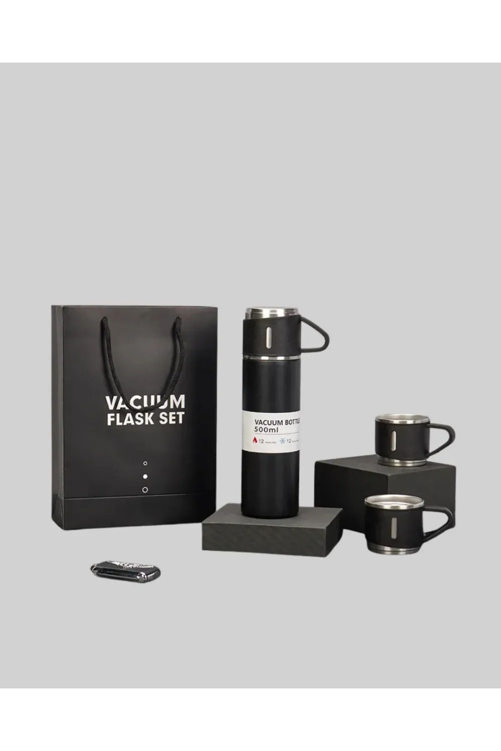 304 Çelik Termos Seti | 2 Bardaklı, 500 Ml, Uzun Süre Isı Koruma