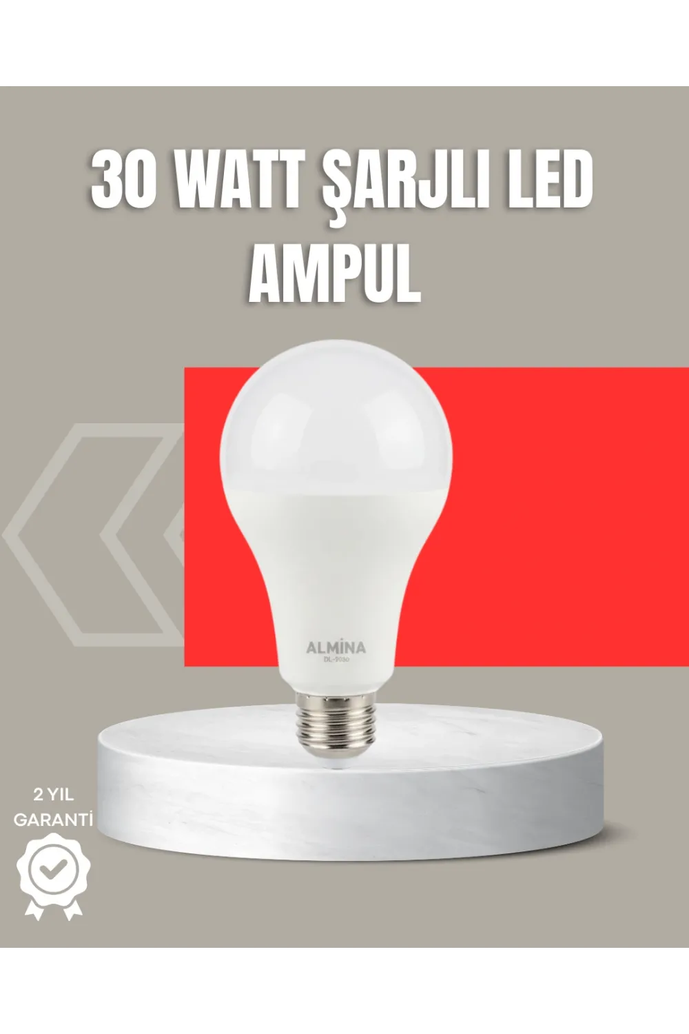 30w Şarjlı Led Ampul E27 Duy %80 Enerji Tasarruflu Soğuk Beyaz